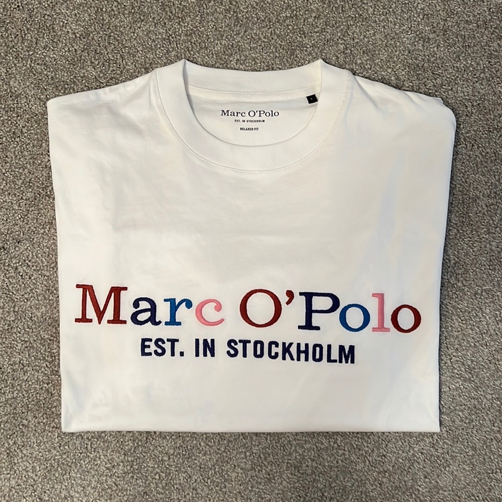 NWOT Marc O’Polo Relaxed Fit logo graphic embroidered t-shirt size L 🤍